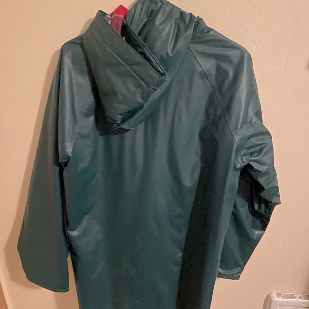 Old fashioned green rubber raincoat!